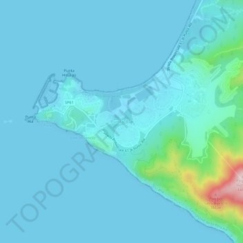 Mapa topográfico Punta Ala, altitud, relieve