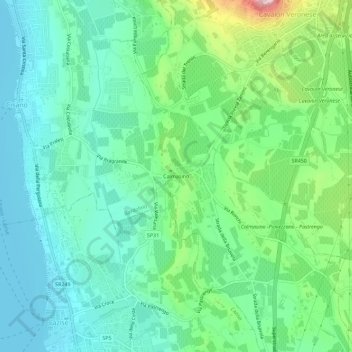 Mapa topográfico Calmasino, altitud, relieve