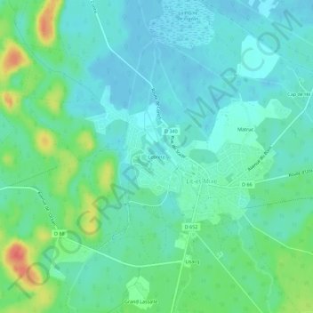 Mapa topográfico Lebrete, altitud, relieve