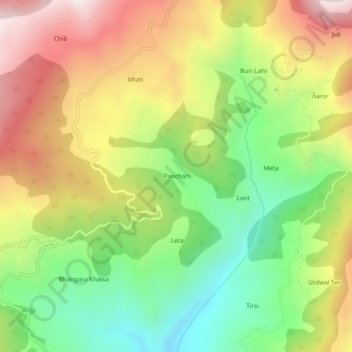 Mapa topográfico Panchari, altitud, relieve