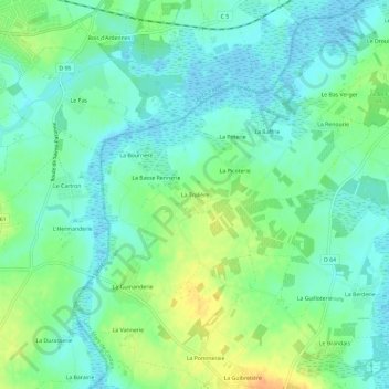 Mapa topográfico La Trulière, altitud, relieve