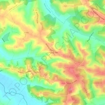 Mapa topográfico Le Pas de Vent, altitud, relieve
