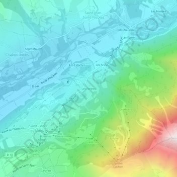 Mapa topográfico Les Forests, altitud, relieve