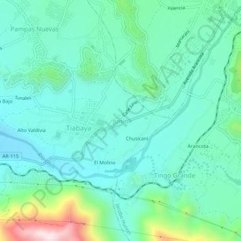 Mapa topográfico Junin, altitud, relieve