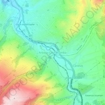 Mapa topográfico Arbieto Cochabamba, altitud, relieve
