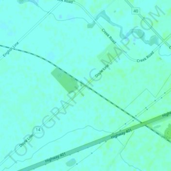 Mapa topográfico Richardson, altitud, relieve