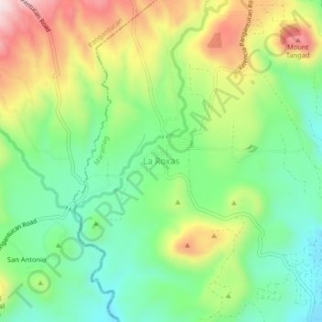 Mapa topográfico La Roxas, altitud, relieve