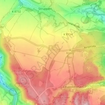 Mapa topográfico Struppen Siedlung, altitud, relieve