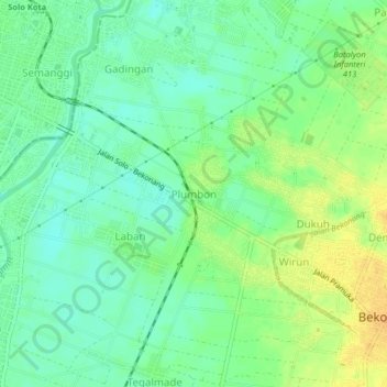 Mapa topográfico Plumbon, altitud, relieve
