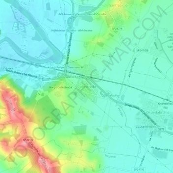 Mapa topográfico Collestrada, altitud, relieve