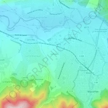 Mapa topográfico La Prade, altitud, relieve