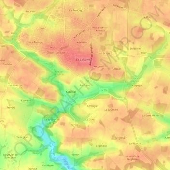 Mapa topográfico Le Crano, altitud, relieve