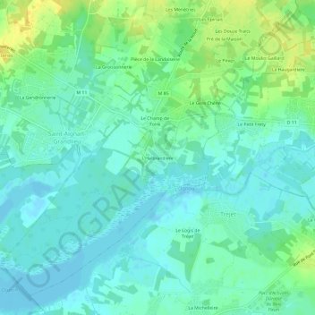 Mapa topográfico L'Halbrandiere, altitud, relieve