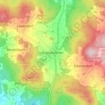 Mapa topográfico Grafenkirchen, altitud, relieve