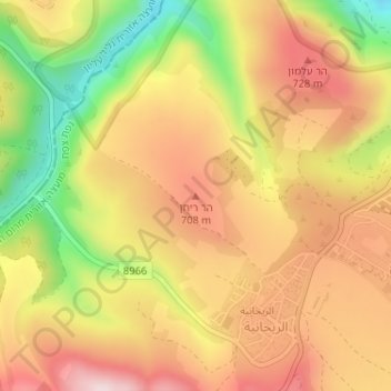Mapa topográfico Har Reihan, altitud, relieve