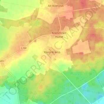 Mapa topográfico Klein Krams, altitud, relieve