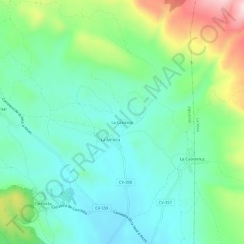Mapa topográfico La Canaleja, altitud, relieve