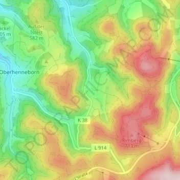 Mapa topográfico Oberrarbach, altitud, relieve