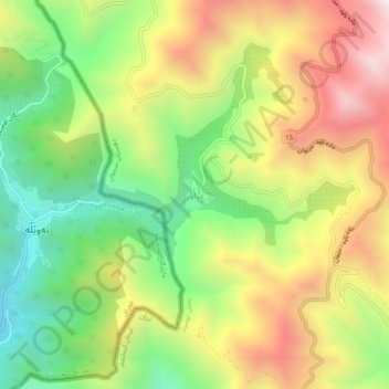Mapa topográfico Dezavar, altitud, relieve