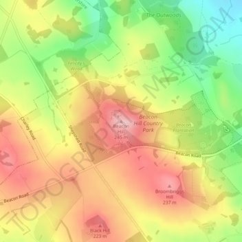 Mapa topográfico Beacon Hill, altitud, relieve