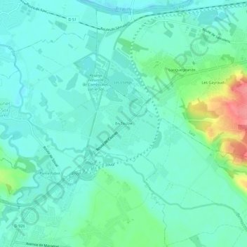 Mapa topográfico En Toulze, altitud, relieve