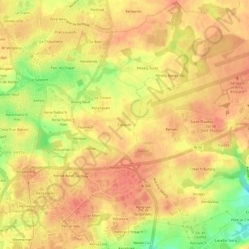 Mapa topográfico Cosquer, altitud, relieve