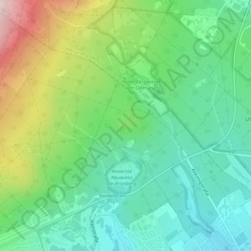 Mapa topográfico Hünerberg, altitud, relieve