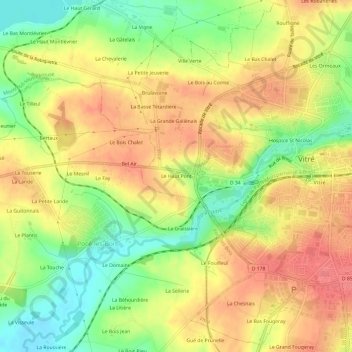 Mapa topográfico Le Haut Pont, altitud, relieve