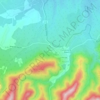 Mapa topográfico L'Hubac, altitud, relieve
