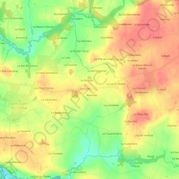 Mapa topográfico La Croix, altitud, relieve