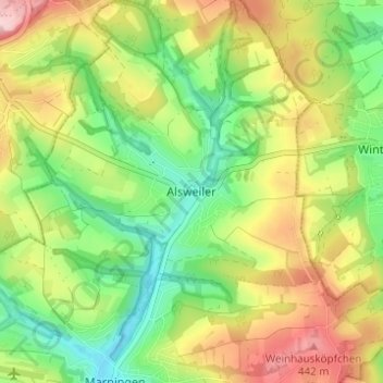 Mapa topográfico Alsweiler, altitud, relieve