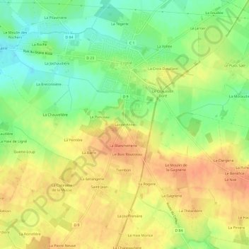 Mapa topográfico Sainte-Anne, altitud, relieve