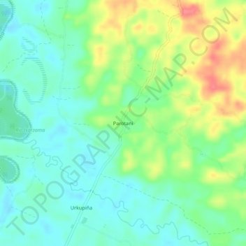Mapa topográfico Parotani, altitud, relieve