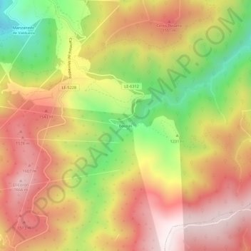 Mapa topográfico Bouzas, altitud, relieve
