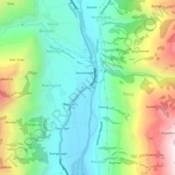 Mapa topográfico Raison, altitud, relieve