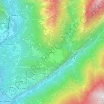 Mapa topográfico Altoggio, altitud, relieve
