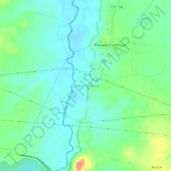 Mapa topográfico Sítios Novos, altitud, relieve