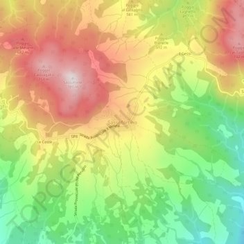 Mapa topográfico Sassofortino, altitud, relieve
