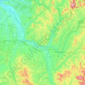 Mapa topográfico La Loire, altitud, relieve