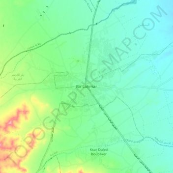 Mapa topográfico Bir Lahmar, altitud, relieve