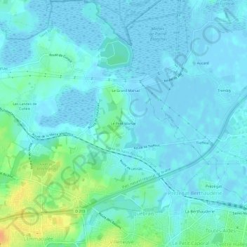 Mapa topográfico Le Petit Marsac, altitud, relieve