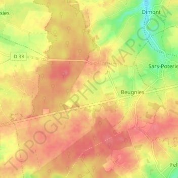 Mapa topográfico La Charnould, altitud, relieve