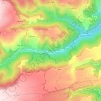 Mapa topográfico Alagnon, altitud, relieve
