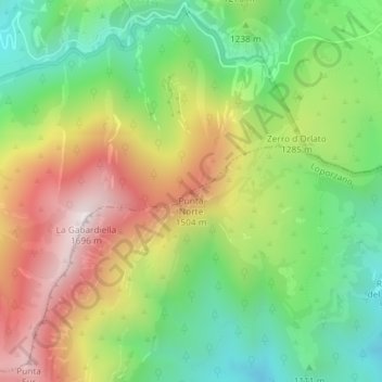 Mapa topográfico Punta Norte, altitud, relieve