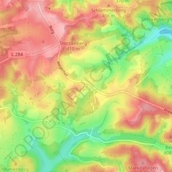 Mapa topográfico Schmidthausen, altitud, relieve