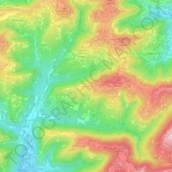 Mapa topográfico Grintovec, altitud, relieve
