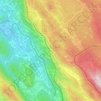 Mapa topográfico Podpeč, altitud, relieve