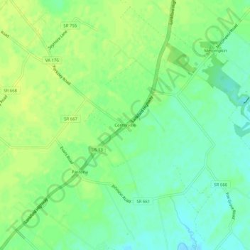 Mapa topográfico Centerville, altitud, relieve