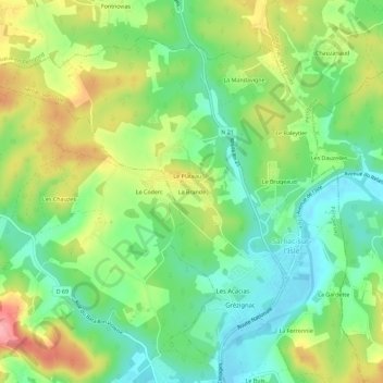 Mapa topográfico La Brande, altitud, relieve