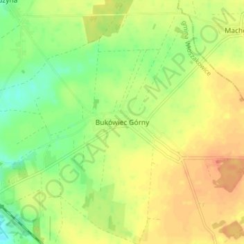 Mapa topográfico Bukówiec Górny, altitud, relieve
